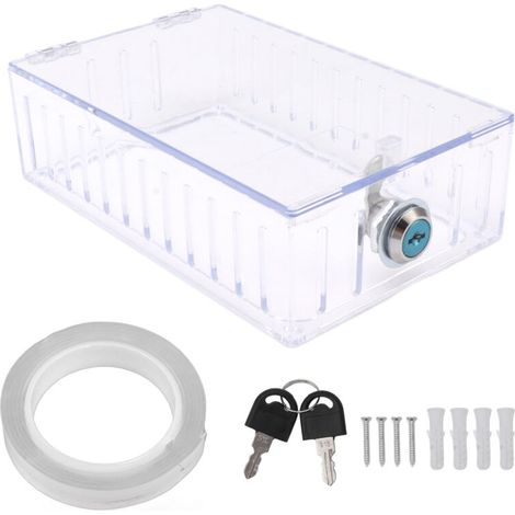Boîte de verrouillage de Thermostat, grand boîtier de verrouillage universel pour la maison, couvercle transparent avec clé pour le mur. (1/5)