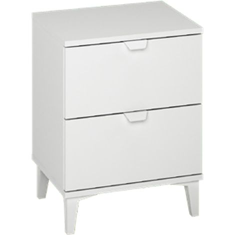 Table de chevet / Table de nuit coloris blanc - Hauteur 56 x Longueur 43 x Profondeur 34 cm -PEGANE- (1/3)