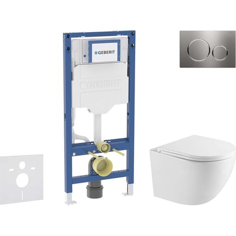Geberit Duofix - Set de bâti-support, cuvette Oudee et abattant softclose, plaque de déclenchement Sigma20, inox SANI11CA6170