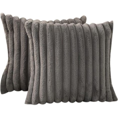 Taie Oreiller Douce - 2 pièces, Taie Oreiller Douce Gris Foncé 45x45cm - Réversible (1/5)