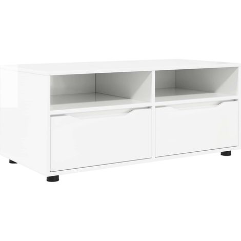 Maison Exclusive - Meuble TV Blanc brillant 100 x 48 x 43 cm Bois d'ingénierie (1/5)