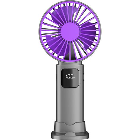 Ventilador portátil – Tres velocidades ajustables – Nivel de ruido inferior a 36 decibelios – Dimensiones20,2 x 9,5 x 3,7 cm – Material HIPS – Morado (1/5)