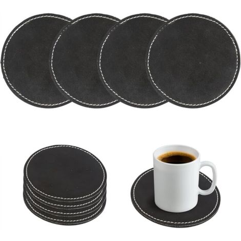 Posavasos rústicos de cuero, posavasos de escritorio para hombre, utensilios de bar y posavasos de cuero.