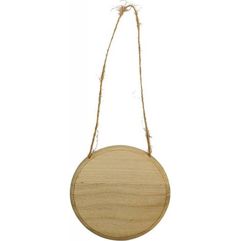 Targhetta in legno 2 pezzi con corda in canapa da appendere targa personalizzabile da decoupage pittura appendino per porta tondo 15x15x1 cm (1/4)