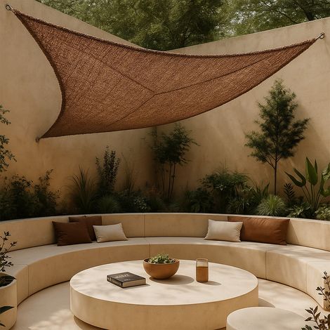 Auvent en fibre de coco 5x5x5M - Voile d'ombrage 100 % Naturelle Beige (1/5)