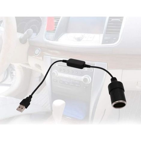 Cavo di conversione per auto - da USB A maschio a spina accendisigari femmina da 12 V - Nero - PVC - 35 cm (1/5)