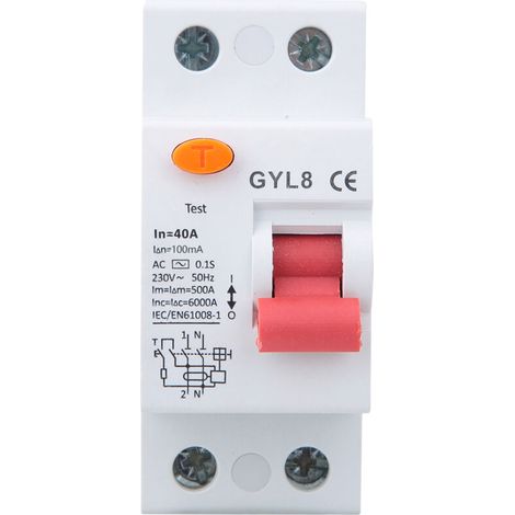 Disjoncteur différentiel bipolaire (2P) pour la protection contre les fuites de courant des équipements électriques 25 A/40 A/63 A 230 V CA 40 A (1/5)