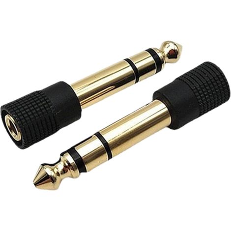 Audio-Klinkenadapter aus vergoldetem Kupfer, 6,35-mm-Stecker auf 3,5-mm-Buchse, 2er-Pack (1/5)