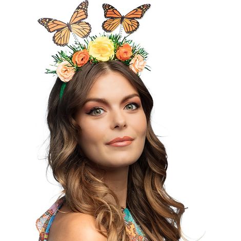 Boland 01434 - Cerchietto a farfalla, diadema con fiori, accessorio per costumi, feste a tema, carnevale (1/3)