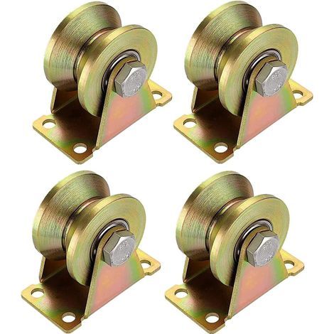 Lot de 4 Poulies de Levage - Roues avec Gorge V, Capacité de Charge 210 kg, Pour Levage et Mouflage sur Rail ou Portail Coulissant (1/5)