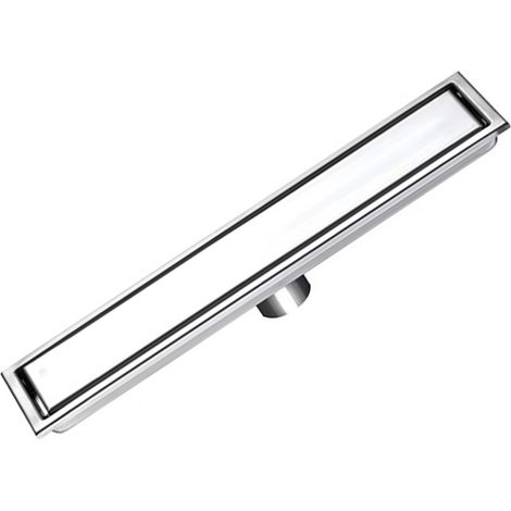 Caniveau de douche linéaire en acier inoxydable antirouille et résistant aux rayures, amovible et long, pour salle de bain et toilettes. (1/5)