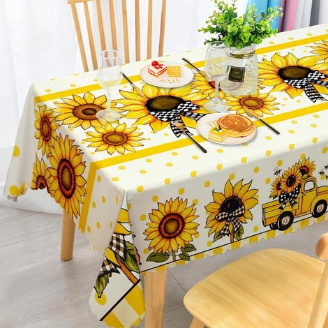 Nappe rectangulaire 140x200 cm, résistante aux intempéries, motif Tournesols & Camion