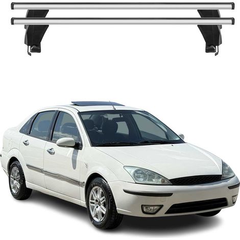OMAC Dachträger Querträger Alu für Ford Focus I 1998-2005 – Abschließbar – T-Nut – City-Crash-getestet – Max. 50 kg Silber (1/5)