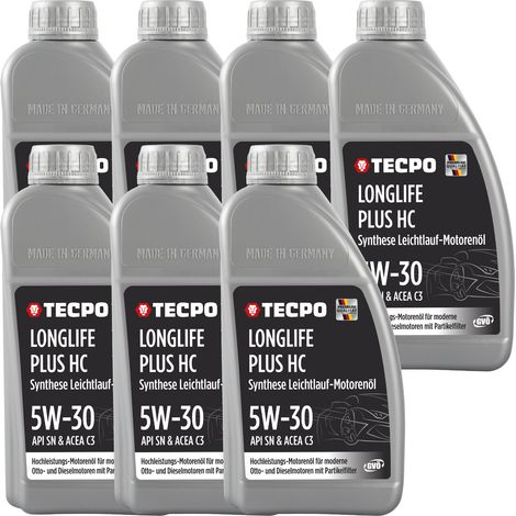 TECPO Motoröl 7 Liter 5W-30 LONGLIFE Plus HC Synthese passend für ACEA C3 / API SN / 504 / 507 / 229.31 / 229.51 / LL-04 / C30