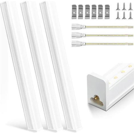 Lot De 3 Reglette Led 5 W Pour Cuisine Et Atelier 2200 Lm 6500 K Avec Interrupteur,Idéal Pour Garages,Cuisines Et Sous-Meubl[BI74] (1/5)