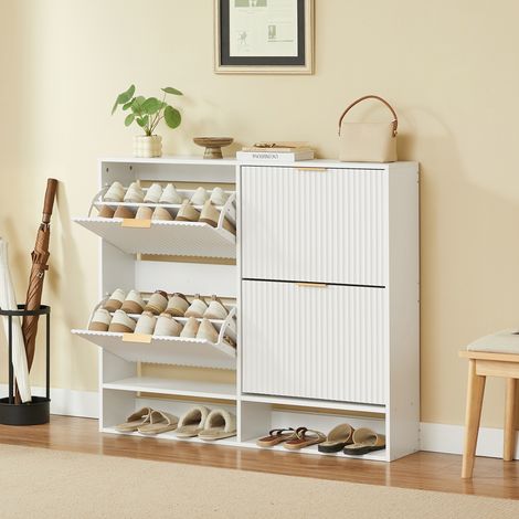 MEUBLIV Meuble à chaussures 120x24x102 cm blanc – étagères réglables et anti-basculement (1/5)