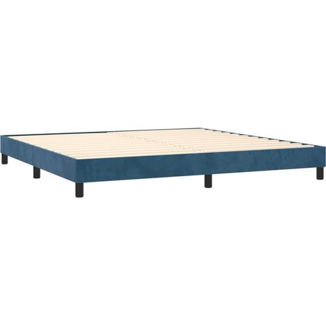 Somier de láminas sobre patas estructura de cama 200x200 cm tela terciopelo azul oscuro TDL0207305