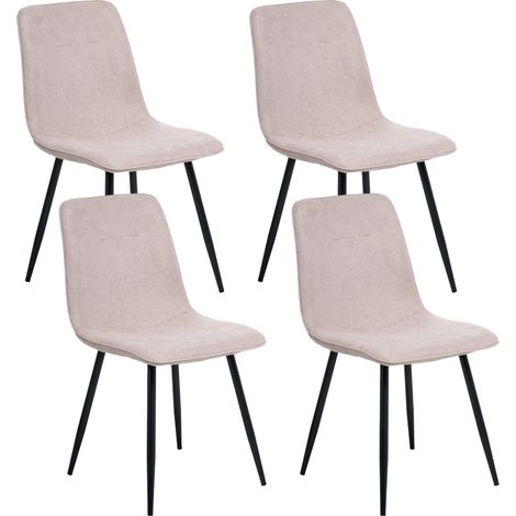 Conjunto de 4 sillas de comedor tapicería de poliéster patas de hierro negro sin reposabrazos comedor beige Tuscola (1/5)