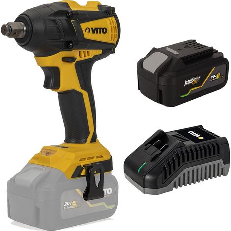 Visseuse à choc 20V + Batterie lithium 4Ah Couple 300 Nm + Chargeur rapide 20V VITO
