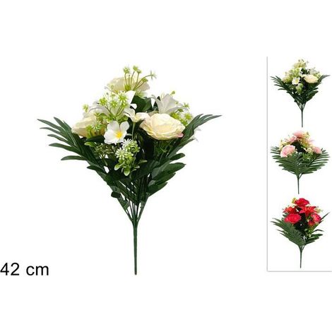 FIORI ARTIFICIALI MAZZO DECORATIVO CON 10 FIORI GRANDI H42 CM 3 COLORI PREZZO CD