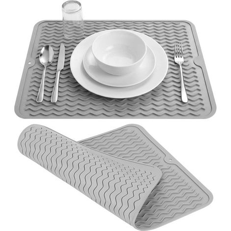 Tappetino in silicone grigio per lavello e bancone bar, 30x40 cm, resistente al calore. (1/5)
