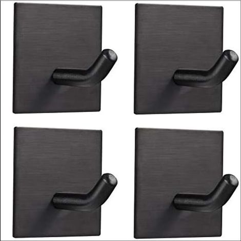 Gancho de pared adhesivo 3M, toallero autoadhesivo de acero inoxidable, resistente al agua y a la oxidación, sin necesidad de taladrar, para sala de estar, baño, cocina y oficina, color negro. (1/5)