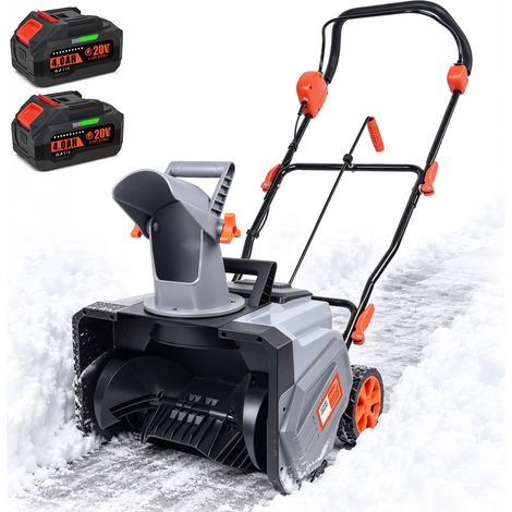 1400W 6500 tr/min Déneigeuse Électrique Sans Balais Sans Fil Largeur 46cm Profondeur 27cm Goulotte Orientable 180° Hélice PU Résistante Froid 18cm avec 2 Batteries 4Ah Fraise à Neige pour Jardin Cours