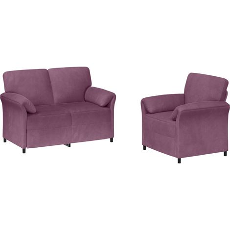 Juego de Sofá 2 uds. Morado Terciopelo vidaXL (1/5)