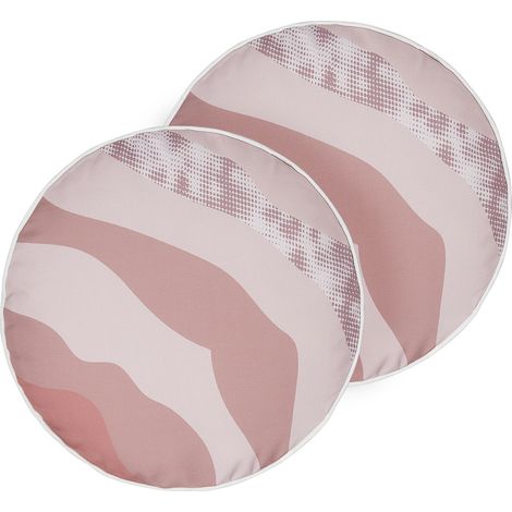 Set of 2 Outdoor Cushions CAMPEI Abstract Pattern 40 x 40 cm Pink