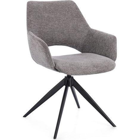 Sedia "Vivian" con braccioli seduta in compensato e gambe in acciaio da interno -Grey / Confezione da 1 Pezzo