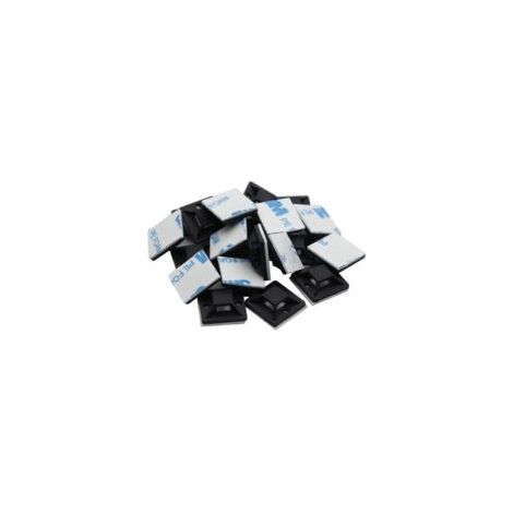 Lot de 300 supports adhésifs pour serre-câbles - 20 x 20 mm - Fixation de câble - Noir (1/5)