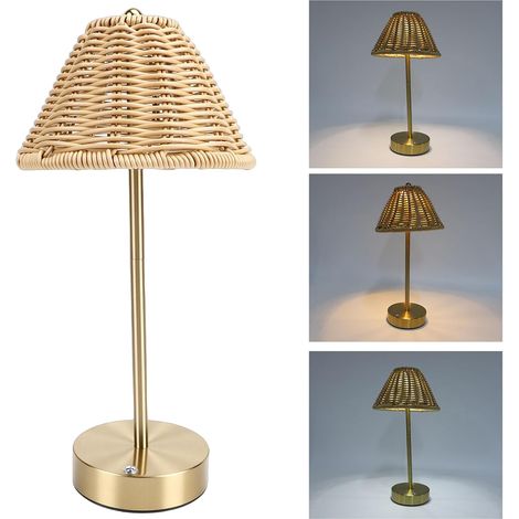ZJchao Lampe de Table Bohème en Rotin tressé, Alimentée par USB (1/5)