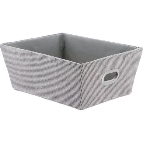 Ankleidekorb aus kordsamt l20,5xp26xh10,5 cm - grau - Tendance