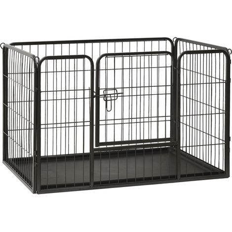 Vidaxl – Enclos pour chiots en acier 91,5x59x61 cm – Résistant aux intempéries – Porte à charnière avec loquet de sécurité – Idéal pour intérieur et extérieur