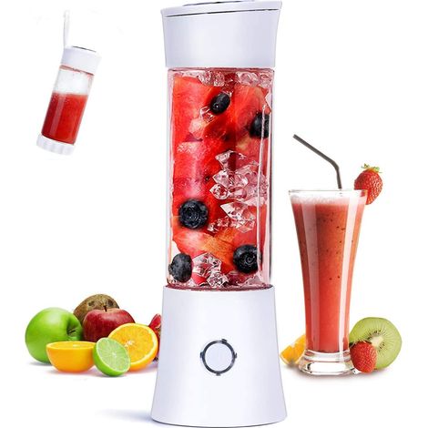 mini Blender Smoothies, Mixeur Blender Portable, Sans Fil, Chargement Usb, 6 Lames Enduites De Titane, 480ml, 4000 Mah Battery, Sans Bpa,100w, Pou (1/5)
