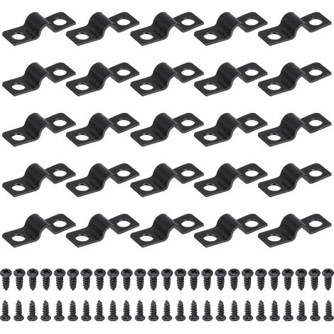 50Pcs 5mm(3/16") Attache-Tuyaux À Deux Trou, Support Rigide En U Collier Conduit Attache-Tuyaux Lourds En Acier Au Carbone Avec Vis Auto-Taraudeuses Tube Câble Fil Cordon, Noir (1/5)