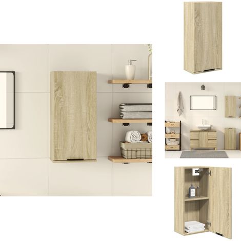 Wand-Badschrank Sonoma-Eiche 32x20x67 cm - Wanderschrank - Badschrank - Badezimmermöbel - Holzwerkstoff - Sonoma-Eiche (1/5)
