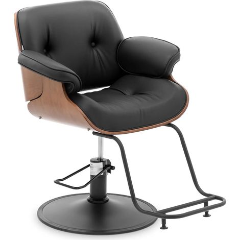 Poltrona da barbiere professionale con poggiapiedi 200 kg acciaio inox PVC nero 140008950
