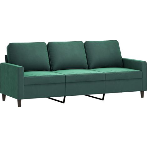 Canapé à 3 places,Sofa pour Salon,Banquette Vert foncé 180 cm Velours CFW382586