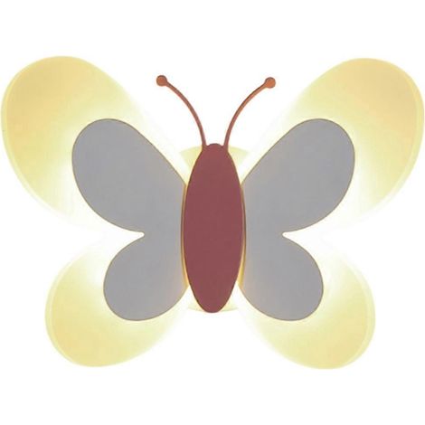 Kinderzimmerlampe Moderne Schmetterlings-Wandlampe, Weißer Flügel & Rosa