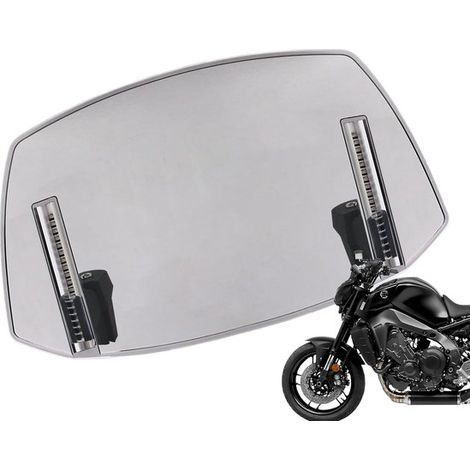 Parabrisas para motocicleta - Extensión de alerón - Protección contra el viento - Ajuste universal - 30 cm - Gris (1/5)