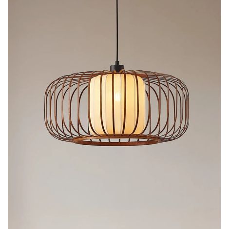 [GEBRAUCHT] B-Ware Lindby Pendelleuchte Hängelampe Lampe Davella ø 50 Cm Bambus Textil