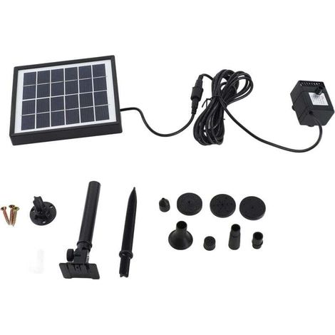 Solarbrunnenpumpen-Set mit separatem Solarpanel, verbesserter 1,5-W-Solarwasserpumpe mit 3 m langem Kabel und 8 Düsen für Vogeltränken, Terrassen, Gärten und Aquarien