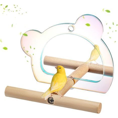 Miroir Perruche - Perche avec Miroir calopsitte pour Jouets d'oiseaux en Cage Jouets de Cage à Oiseaux faciles à Installer pour perruches, cacatoès, Conure, éclectus Gris d'Afrique