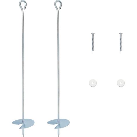 Ancla de tierra 2 pcs Plateado Ø10 x 60 cm Metal galvanizado vidaXL (1/5)