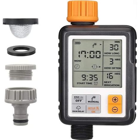 johgee Minuterie Arrosage Automatique pour Jardin, Programmateur d'Arrosage Extérieur, Minuteur Arroseur avec Grand Écran LCD (1/5)
