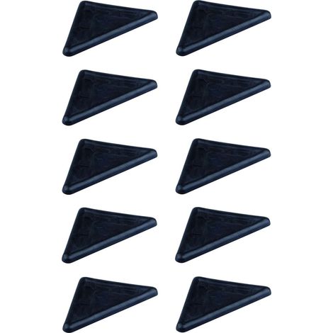 10x Patin de coin de meuble triangulaire en plastique noir Canapé Banquette Clic Clac Guide Angle Protection Table Etagère, 78 x 43,5 x 5mm (1/2)