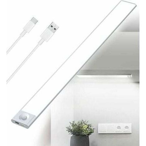 Réglette LED cuisine rechargeable USB 40cm – Lumière tricolore dimmable – Détecteur de mouvement – Installation facile avec aimants - 2500mAh (1/4)