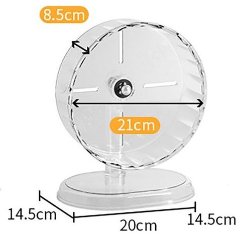 Roue d'exercice ultra-silencieuse de 21 cm avec base réglable et double roulement à billes. Convient aux hamsters nains syriens, aux gerbilles et  petits animaux [Classe énergétique A].