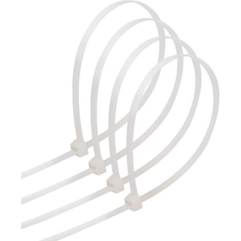 Lot de 40 serre-câbles blancs en nylon 3,6 x 200 mm pour regrouper les câbles et sécuriser les éléments dans les projets de bricolage et d'organisation. (1/4)